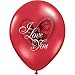 (100) I Love You Red Rose & Heart 11" Latex Balloon