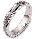 5mm Titanium and Platinum Wedding Band Ring