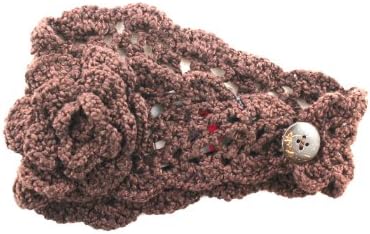 Knitted Flower Winter Headband (Medium) - Knitted Cold Weather Headband (Dark Purple)