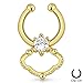 Brass with Gold IP Plating Fake Septum Clicker Clip On Non Piercing Nose Ring Hoop Indian 3/8