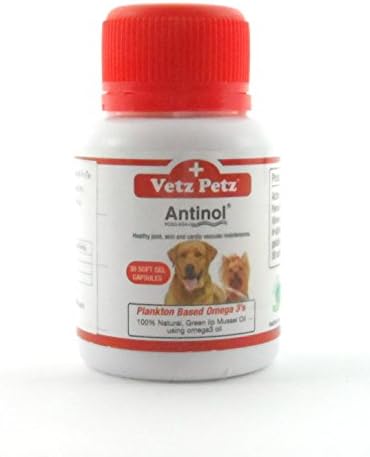 Vetz Petz Antinol 100% Natural. Healthy Joint, Skin and Cardio Vascular Maintenance.30 Caps for Dogs.