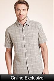 2 Longer Blue Harbour Pure Cotton Checked Slub Shirt