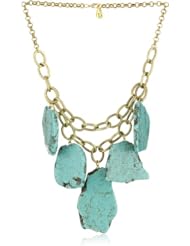 Yochi Turquoise Agate Stones on Strands of 14k Gold Plated Chain Necklace