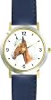 Palomino - JP - Horse - WATCHBUDDY&reg; DELUXE TWO-TONE THEME WATCH - Arabic Numbers - Blue Leather Strap-Women's Size-Small