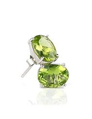 Honeystore Girls Peridot 925 Sterling Silver White Gold Plated Studs Color Green