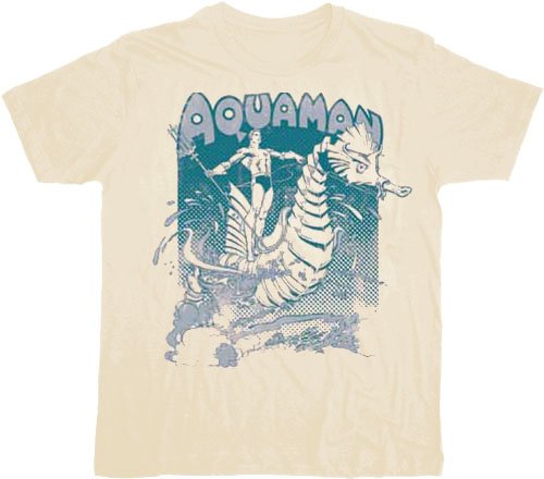  Aquaman Catch a Wave Vintage Cream T-shirt Tee