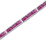 Desired Splendor: Round Shape Ruby Gemstone Bracelet in Sterling Silver Rhodium Finish