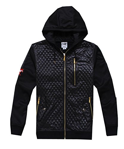 Madhero Men's Quilted Checker Full-zipper Fashion Hoodie