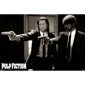Pulp Fiction Movie (Pointing Guns) Poster Print - 61x91 cm