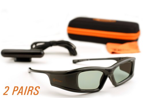 MITSUBISHI-Compatible 3D Glasses. Includes IR Emitter. Rechargeable. TWIN-PACK On Sale