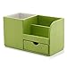 KINGFOM™ Wooden Struction Leather Multi-function Desk Stationery Organizer Storage Box Pen/Pencil ,Cell phone, Business Name Cards Remote Control Holder Colors (green)
