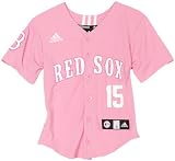 MLB Girls' Boston Red Sox Dustin Pedroia Screen Print Baseball Jersey, Pink, Medium
