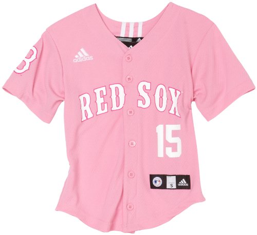 MLB Girls' Boston Red Sox Dustin Pedroia Screen Print Baseball Jersey, Pink, Medium
