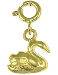 Dazzlers Solid 14k Gold Swan Charm Pendant Available in three colors from jewelsberry (weights: 0.9 grams only)