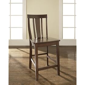 Shield Back Bar Stool with 24 Inch Seat Height Vintage Mahogany by Crosley