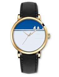 SPRAWL Aanalog Fashion Series Gold Ladies Watches of Genuine Black Leather Strap,Unique Wrist Watch for Women Girls Designed with Pigeons on the wall