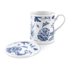 Click here to buy Botanic Blue Mug Tankard and Coaster Set by Portmeirion.