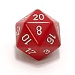 Chessex Opaque 34mm d20 Dice, Red with White numbers