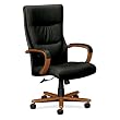 BasyxTM VL844 Series High Back Swivel/Tilt Chair, Black Leather/Bourbon Cherry