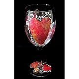 Valentine Treasure Design - Hand Painted - Wine Glass - 8 oz.