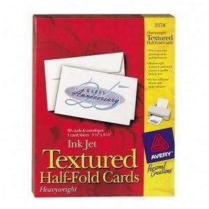 Avery 3378 Personal creations textured heavyweight 1/2-fold cards/envs, 5-1/2x8-1/2, 30/bx