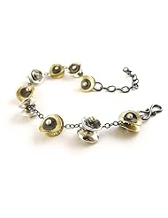 Mixed Metal Pebbles Bracelet - Argentium Sterling Silver, 14K Vermeil and Black Gold