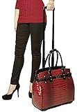 Burgundy, Red, Wine, Black Alligator iPad, Laptop Tablet or Computer Rolling Tote Bag Briefcase Rolling Bag