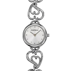 Fontenay - GR2385AB - Montre Femme Ronde - Quartz Analogique - Fond Argent - Bracelet Maillon Coeur M�tal Argent�