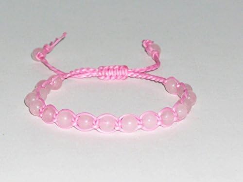 Rose Quartz Woven on Pink Wax Cord, RQS01