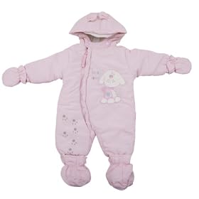 Baby My Little Puppy Design Winter Hooded Snowsuit Coat (Boy & Girl Options) (3-6 Months) (Pink)