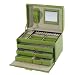 Leather Jewelry Box With Travel Tray Lime Green By Tech Swiss