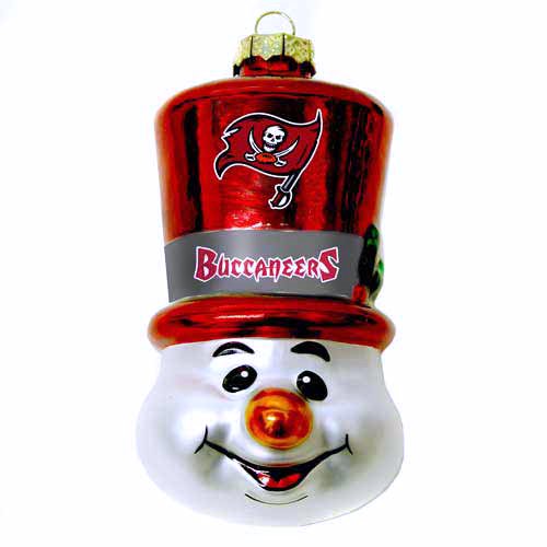 NFL Tampa Bay Buccaneers Blown Glass Top Hat Snowman Ornament