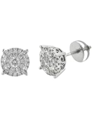 14K White Gold 0.72CT Round Pave Cut Stud Earring 2.8gr