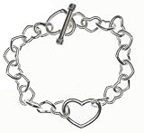 Sterling Silver Heart Link Heart Toggle Bracelet
