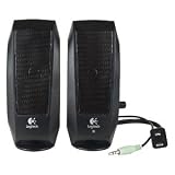 Logitech S-120 2-Piece 2 Channel Multimedia Speaker System w Headphone Jack Black