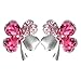 Four Leaf Clover Heart Shaped Swarovski Elements Crystal Rhodium Plated Stud Earrings