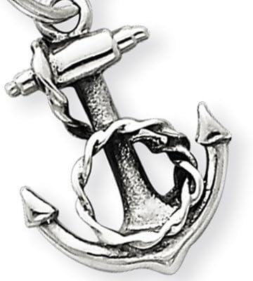 Solid Sterling Silver Anchor Charm with Antique Finish