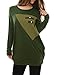 Allegra K Women's Scoop Neck Contrast Color Loose Tunic Top Green XL