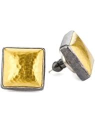 GURHAN "Amulet" Silver with High Karat Gold Accents Button Earrings