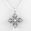Tibetan Dorje (Cross) on 16" Sterling Silver and Rhodium Ball Chain, #8701