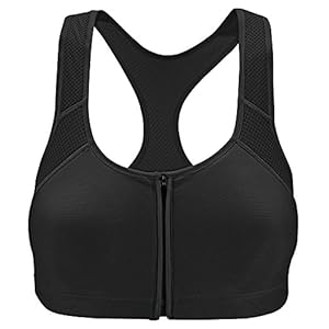 La Isla Women's Zip Front Closure Racerback Tech Pro Sports Bra Black S