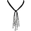 Black Triple Strand Cascading Dyed Gray 9-10mm Cultured Pearls Suede Necklace Black Triple Strand Cascading Dyed Gray 9-10mm Cultured Pearls Suede Necklace