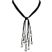 Black Triple Strand Cascading Dyed Gray 9-10mm Cultured Pearls Suede Necklace