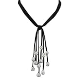 Black Triple Strand Cascading Dyed Gray 9-10mm Cultured Pearls Suede Necklace