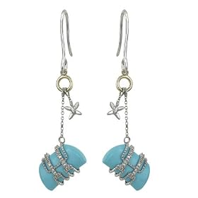 Reconstructed Turquoise With Diamond Earrings