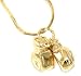 Ladies 18k Gold Layered 3d Double Boxing Gloves Charm Necklace 18 Chain ~ LIFETIME GUARANTY Comes Gift Boxed