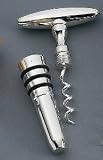 BOTTLE STOPPER/ CORKSCREW - SILVER BOTTLE STOPPER AND CORKSCREW
