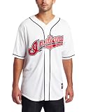 MLB Men's Cleveland Indians Carlos Santana White Home Short Sleeve 6 Button Synthetic Replica Baseball Jersey Spring 2012? (White, Large)