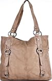 Produkt-Bild: Contempo CNTMP, Damen Shopper Schultertasche Sauvage Soft Rindleder Tasche Taupe 38x29 cm (BxH)