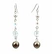 Earrings - E27 - Swarovski (TM) Brown Pearls and Aqua Crystals